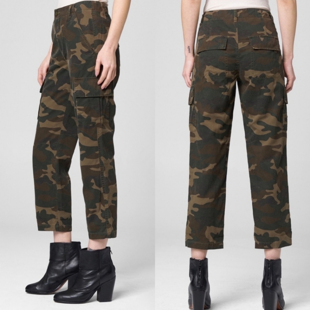 Blank NYC Camo Linen Blend Cargo Crop Pant Size 24 NWT!
